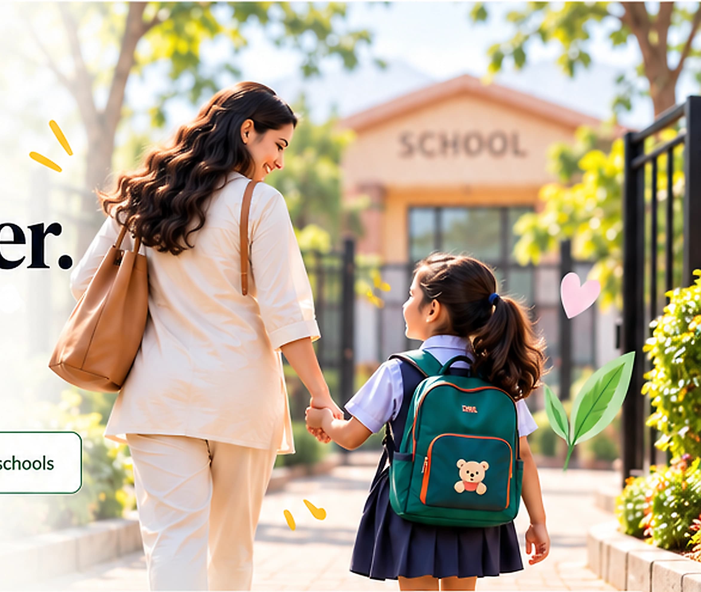 Parent and child arriving at school